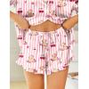 imageHOTOUCH Womens Satin Pajamas Set Button Down 2 Piece Silk Pjs Shorts Set Ruffle Lingerie Notch Collar SleepwearTeddy Bear