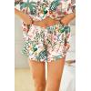 imageHOTOUCH Womens Satin Pajamas Set Button Down 2 Piece Silk Pjs Shorts Set Ruffle Lingerie Notch Collar SleepwearVitality Flower