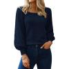 imageHOTOUCH Sweaters for Women 2025 Fall Trendy Tops Casual Puff Sleeve Square Neck Cute Tunic Pullover Blouses XSXXL02navy Blue