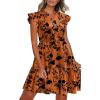 Brick Red Flower Print
