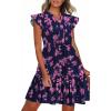 imageHOTOUCH Women Printed Dress for Summer Short Ruffle Sleeve Dress Tiered Mini Dress with PocketsPurple Flower Print