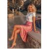 imageHOTOUCH Womens Midi Skirt High Waisted Solid Satin Dress Zipper Elegant Work SkirtsMir