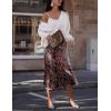 imageHOTOUCH Womens Midi Skirt High Waisted Solid Satin Dress Zipper Elegant Work SkirtsXh422