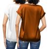 imageHOTOUCH Womens Short Sleeve Pullover Blouses Satin Silk Shirts Casual Loose Work Tunic Tops2pcs Caramelwhite