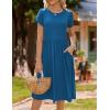 imageHOTOUCH Womens Summer Short Sleeve ALine Midi Dresses Casual Floral TShirt Dress Flowy Beach Sundress with PocketsBlue