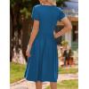 imageHOTOUCH Womens Summer Short Sleeve ALine Midi Dresses Casual Floral TShirt Dress Flowy Beach Sundress with PocketsBlue