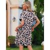 imageHOTOUCH Womens Summer Shirt Dress Short Sleeve Floral Shift Dress Casual Loose Flowy Beach Sundress with PocketsBlue Pink Leaf Print