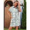 imageHOTOUCH Womens Summer Shirt Dress Short Sleeve Floral Shift Dress Casual Loose Flowy Beach Sundress with PocketsColorful Leaves