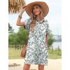imageHOTOUCH Womens Summer Shirt Dress Short Sleeve Floral Shift Dress Casual Loose Flowy Beach Sundress with PocketsColorful Leaves