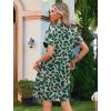 imageHOTOUCH Womens Summer Shirt Dress Short Sleeve Floral Shift Dress Casual Loose Flowy Beach Sundress with PocketsPink Leaf Print