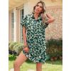 imageHOTOUCH Womens Summer Shirt Dress Short Sleeve Floral Shift Dress Casual Loose Flowy Beach Sundress with PocketsPink Leaf Print