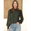 imageHOTOUCH Lace Tops for Women Sheer Long Sleeve Blouses Dressy Casual Shirt with Camisole 2 PCS Set SXXLArmy Green