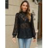 imageHOTOUCH Lace Tops for Women Sheer Long Sleeve Blouses Dressy Casual Shirt with Camisole 2 PCS Set SXXLBlack