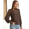 imageHOTOUCH Lace Tops for Women Sheer Long Sleeve Blouses Dressy Casual Shirt with Camisole 2 PCS Set SXXLBrown