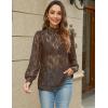 imageHOTOUCH Lace Tops for Women Sheer Long Sleeve Blouses Dressy Casual Shirt with Camisole 2 PCS Set SXXLBrown