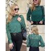 imageHOTOUCH Lace Tops for Women Sheer Long Sleeve Blouses Dressy Casual Shirt with Camisole 2 PCS Set SXXLDark Green