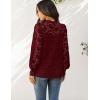 imageHOTOUCH Lace Tops for Women Sheer Long Sleeve Blouses Dressy Casual Shirt with Camisole 2 PCS Set SXXLDark Red