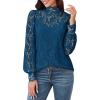 imageHOTOUCH Lace Tops for Women Sheer Long Sleeve Blouses Dressy Casual Shirt with Camisole 2 PCS Set SXXLDusty Blue