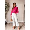 imageHOTOUCH Lace Tops for Women Sheer Long Sleeve Blouses Dressy Casual Shirt with Camisole 2 PCS Set SXXLHot Pink