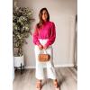 imageHOTOUCH Lace Tops for Women Sheer Long Sleeve Blouses Dressy Casual Shirt with Camisole 2 PCS Set SXXLHot Pink