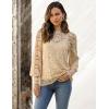 imageHOTOUCH Lace Tops for Women Sheer Long Sleeve Blouses Dressy Casual Shirt with Camisole 2 PCS Set SXXLLight Khaki