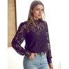 imageHOTOUCH Lace Tops for Women Sheer Long Sleeve Blouses Dressy Casual Shirt with Camisole 2 PCS Set SXXLPurple