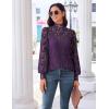 imageHOTOUCH Lace Tops for Women Sheer Long Sleeve Blouses Dressy Casual Shirt with Camisole 2 PCS Set SXXLPurple