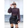 imageHOTOUCH Lace Tops for Women Sheer Long Sleeve Blouses Dressy Casual Shirt with Camisole 2 PCS Set SXXLPurple