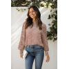 imageHOTOUCH Lace Tops for Women Sheer Long Sleeve Blouses Dressy Casual Shirt with Camisole 2 PCS Set SXXLRusty Rose