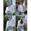 imageHOTOUCH Lace Tops for Women Sheer Long Sleeve Blouses Dressy Casual Shirt with Camisole 2 PCS Set SXXLWhite