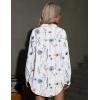 imageHOTOUCH Women Oversized Button Down Shirts Office Drop Shoulder Blouse Long Sleeve Boyfriend Dress Shirt with PocketsAwhite Print