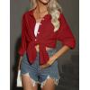 imageHOTOUCH Women Oversized Button Down Shirts Office Drop Shoulder Blouse Long Sleeve Boyfriend Dress Shirt with PocketsRed