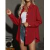 imageHOTOUCH Women Oversized Button Down Shirts Office Drop Shoulder Blouse Long Sleeve Boyfriend Dress Shirt with PocketsRed