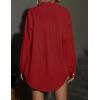 imageHOTOUCH Women Oversized Button Down Shirts Office Drop Shoulder Blouse Long Sleeve Boyfriend Dress Shirt with PocketsRed