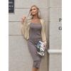 imageHOTOUCH Womens Cardigan Shrugs Long Batwing Sleeve Knitted Cropped Bolero Open Front Casual Elegant Cardigans for DressesBeige