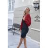 imageHOTOUCH Womens Cardigan Shrugs Long Batwing Sleeve Knitted Cropped Bolero Open Front Casual Elegant Cardigans for DressesRed