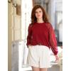 imageHOTOUCH Womens Lace ShortLong Sleeve Tops Fall Dressy Casual Blouses Business Work Shirts Fashion Clothe Trendy OutfitsAwine Red Long Sleeve