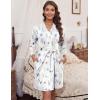 imageHOTOUCH Womens Robe Lightweight Short Knit Bathrobe Soft Ladies Sleepwear with PocketsP Floral Branch