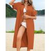imageHOTOUCH Womens Summer Dress Casual Midi Short Sleeve Shirt Button Down Loose Beach Dress with PocketsBrick Red