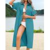 imageHOTOUCH Womens Summer Dress Casual Midi Short Sleeve Shirt Button Down Loose Beach Dress with PocketsLake