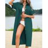 imageHOTOUCH Womens Summer Dress Casual Midi Short Sleeve Shirt Button Down Loose Beach Dress with PocketsLake Green