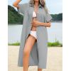imageHOTOUCH Womens Summer Dress Casual Midi Short Sleeve Shirt Button Down Loose Beach Dress with PocketsLight Grey