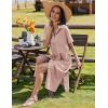 imageHOTOUCH Womens Summer Dress Casual Midi Short Sleeve Shirt Button Down Loose Beach Dress with PocketsPink