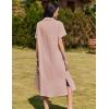 imageHOTOUCH Womens Summer Dress Casual Midi Short Sleeve Shirt Button Down Loose Beach Dress with PocketsPink
