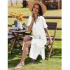 imageHOTOUCH Womens Summer Dress Casual Midi Short Sleeve Shirt Button Down Loose Beach Dress with PocketsWhite