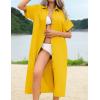 imageHOTOUCH Womens Summer Dress Casual Midi Short Sleeve Shirt Button Down Loose Beach Dress with PocketsYellow