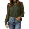 imageHOTOUCH Lace Tops for Women Sheer Long Sleeve Blouses Dressy Casual Shirt with Camisole 2 PCS Set SXXLArmy Green