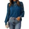 imageHOTOUCH Lace Tops for Women Sheer Long Sleeve Blouses Dressy Casual Shirt with Camisole 2 PCS Set SXXLDusty Blue