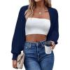 imageHOTOUCH Womens Cardigan Shrugs Long Batwing Sleeve Knitted Cropped Bolero Open Front Casual Elegant Cardigans for DressesDeep Blue