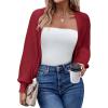 imageHOTOUCH Womens Cardigan Shrugs Long Batwing Sleeve Knitted Cropped Bolero Open Front Casual Elegant Cardigans for DressesRed